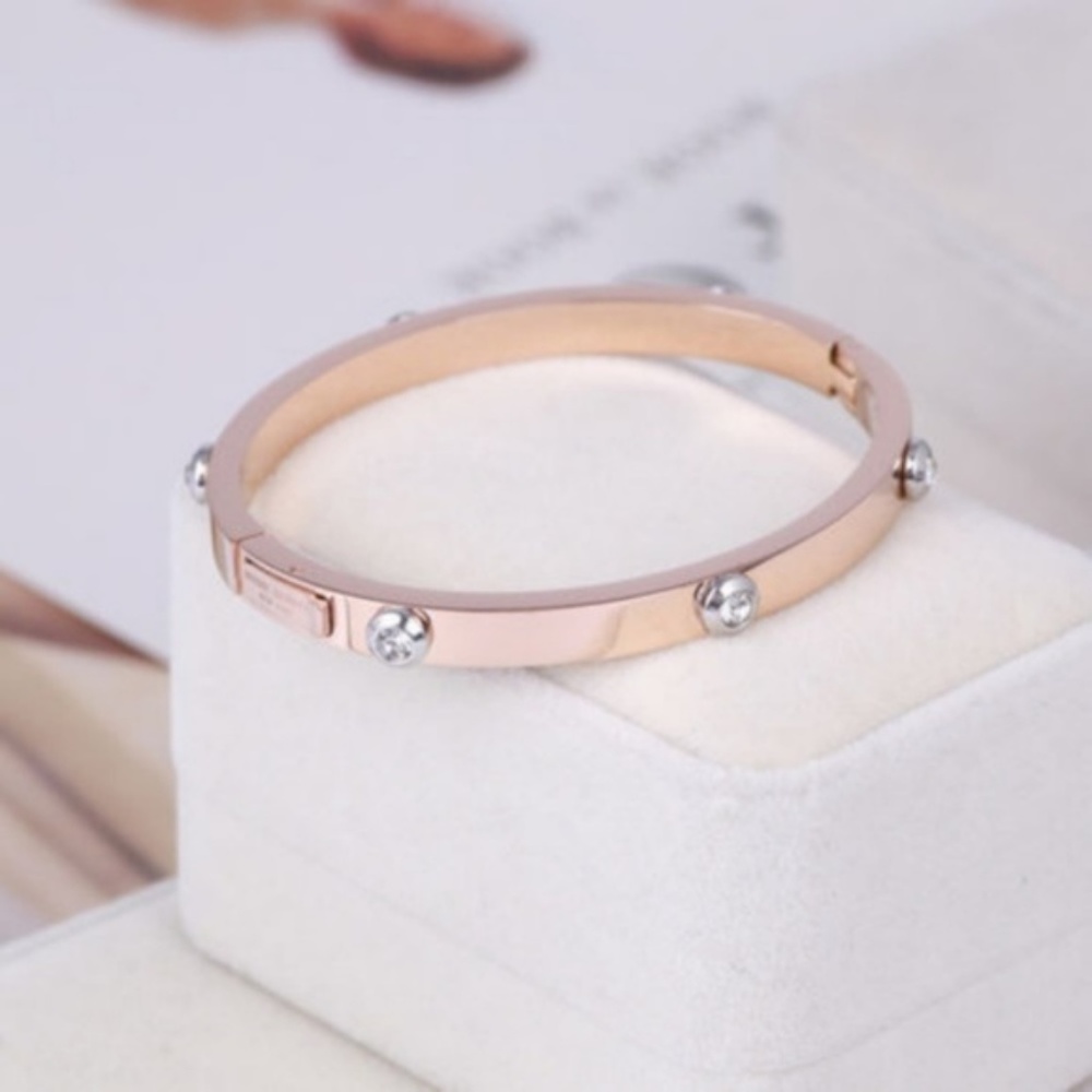 Henri Bendel Rose Gold Crystal Bangle Bracelet
